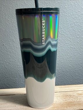Starbucks 2021 Holiday Waves 24 oz cold drink Iridescent Green